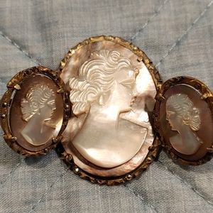 Antique Victorian Cameo 3 pc set